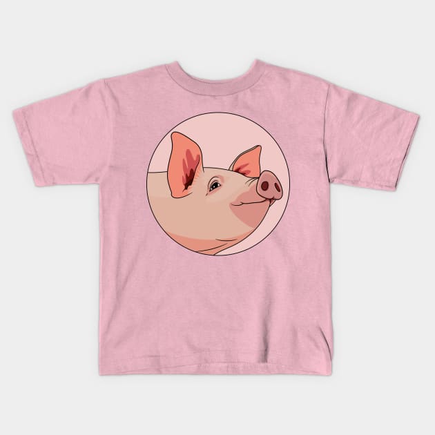 Pig Kids T-Shirt by BoombasticArt